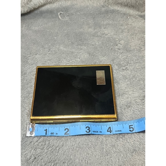 Vintage Japanese Black Enamel Gold Tone Cigarette Case Slim Banning Snickoui - Picture 8 of 8